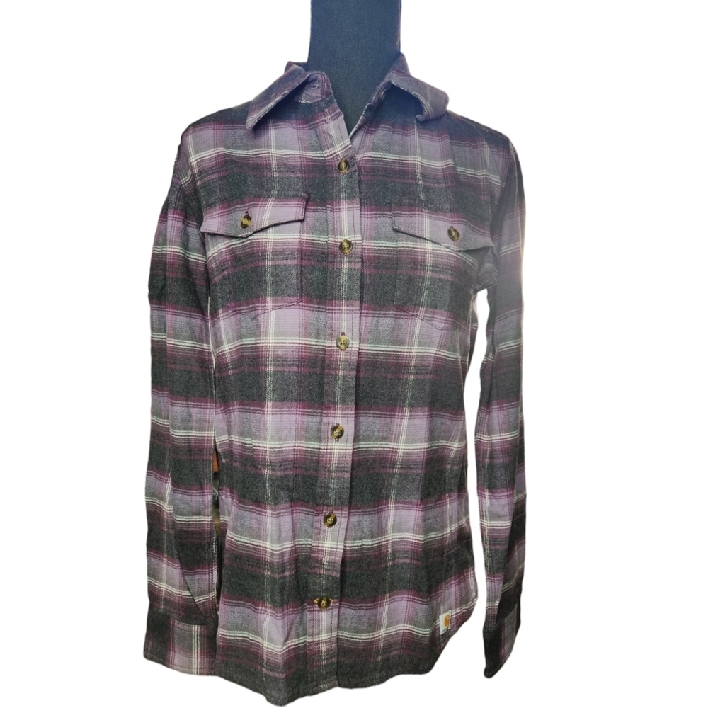 Carhartt Women's Purple Flannel Button Down Size S